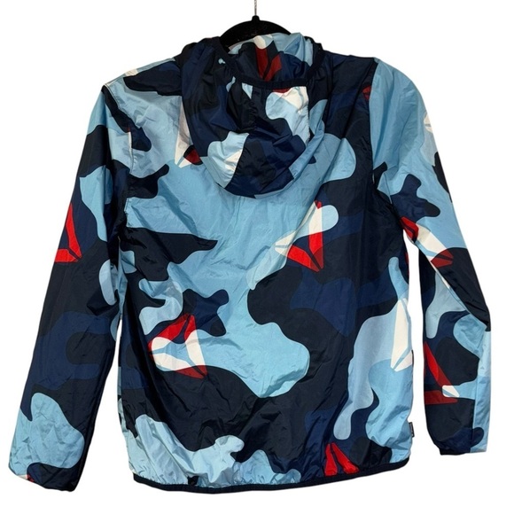 Reebok Blue Camo Boys Blocker Size 10/12 L Red Zip Lightweight Jacket Athletic - Picture 3 of 14